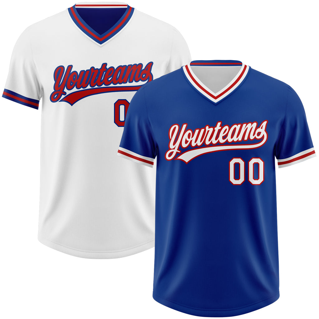 Custom Royal White-Red Reversible Pullover Baseball Jersey Shirt