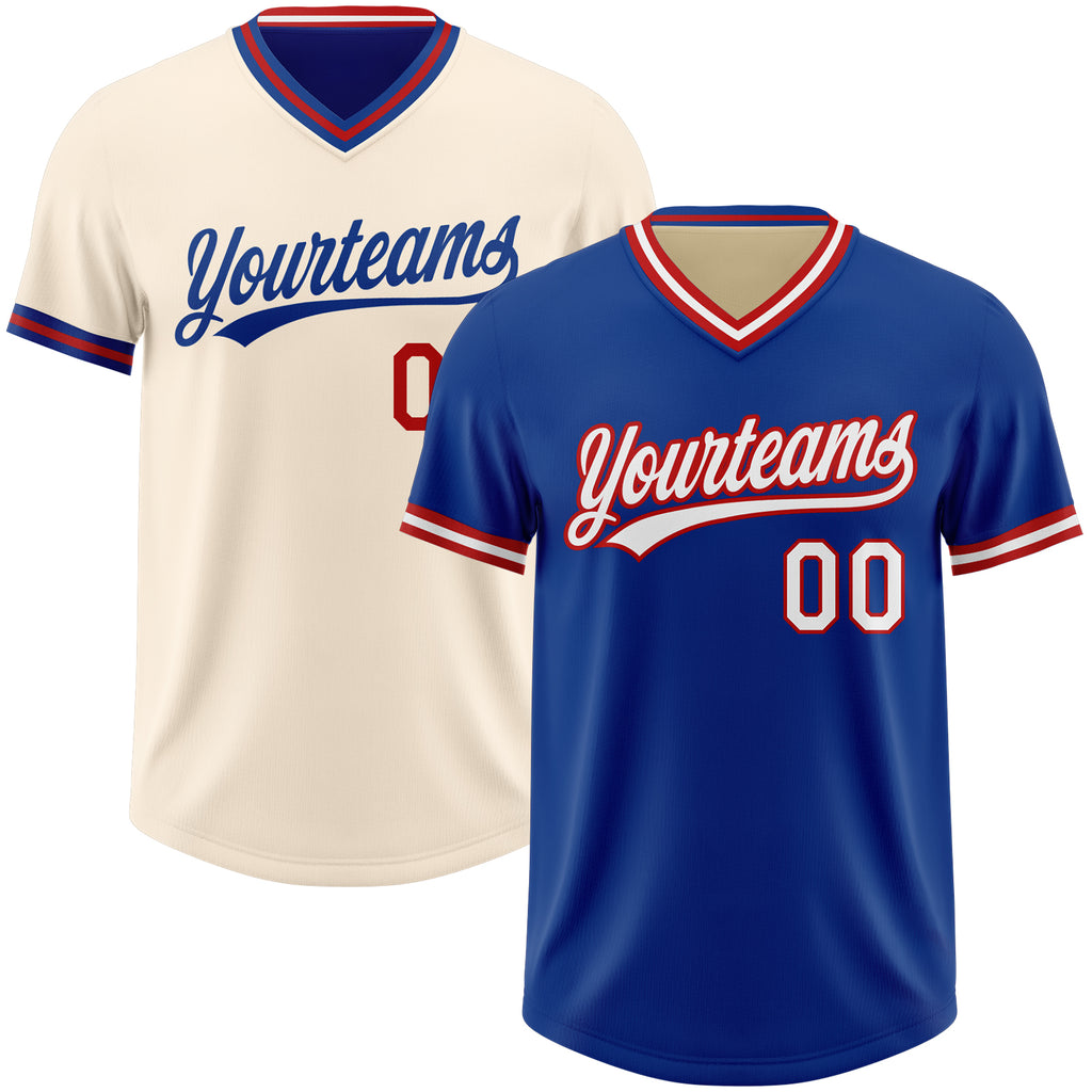 Custom Royal Cream Reversible Pullover Baseball Jersey Shirt