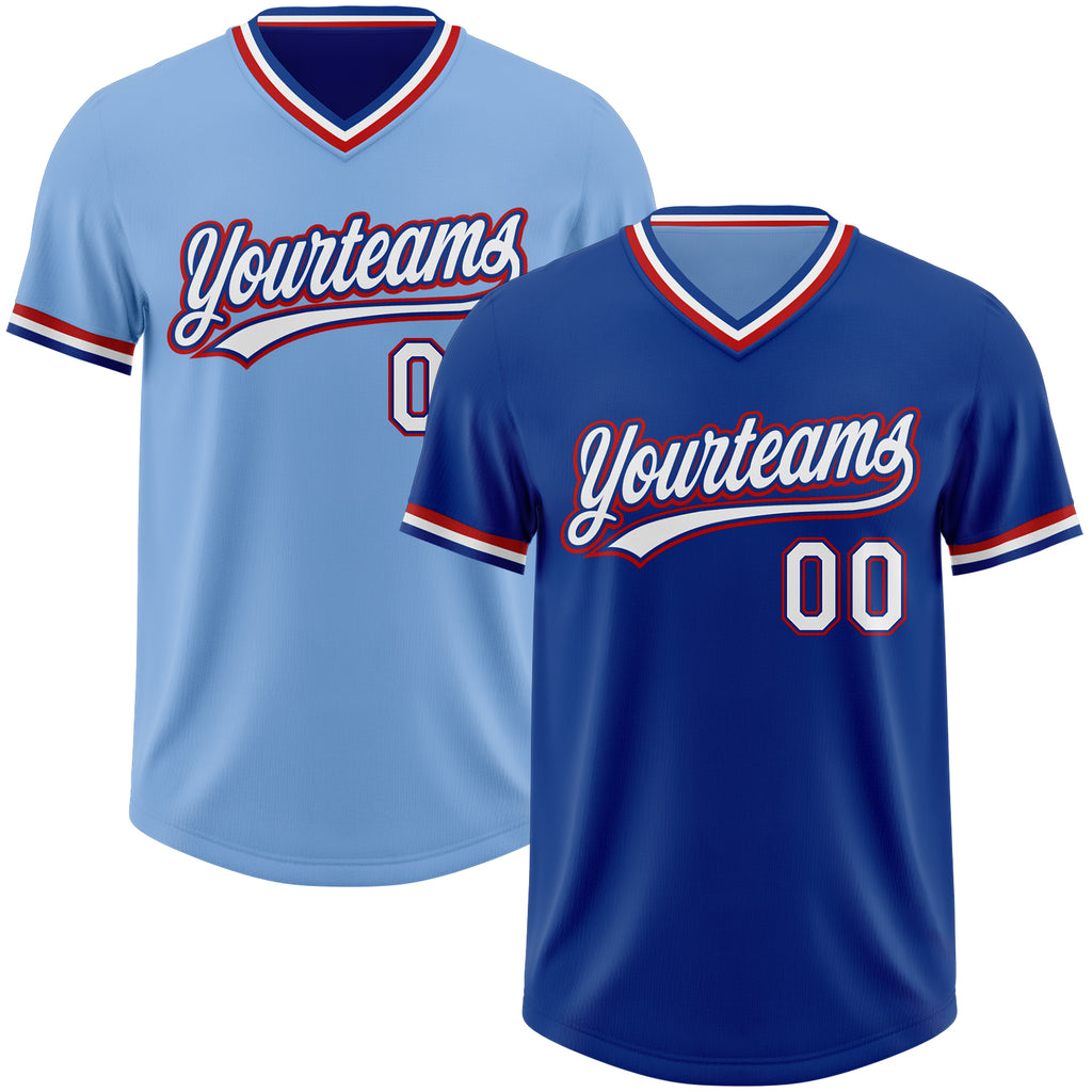 Custom Royal Light Blue Reversible Pullover Baseball Jersey Shirt