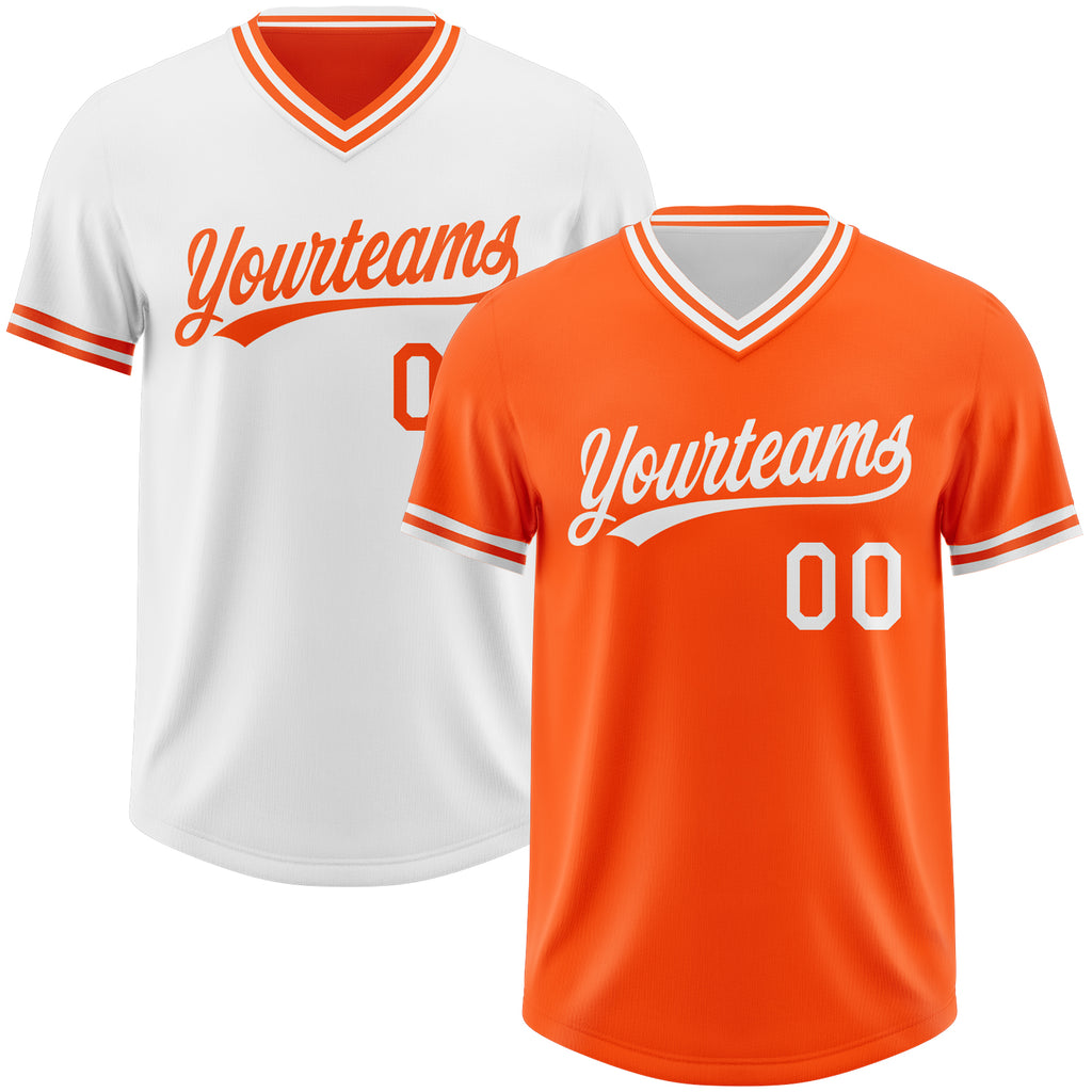 Custom Orange-White Reversible Pullover Baseball Jersey Shirt