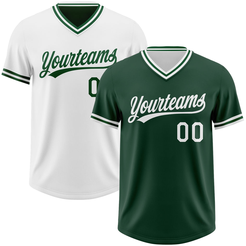Custom Green-White Reversible Pullover Baseball Jersey Shirt