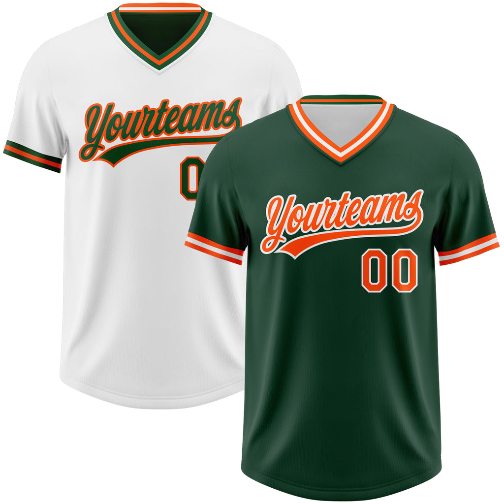 Custom Green Orange-White Reversible Pullover Baseball Jersey Shirt