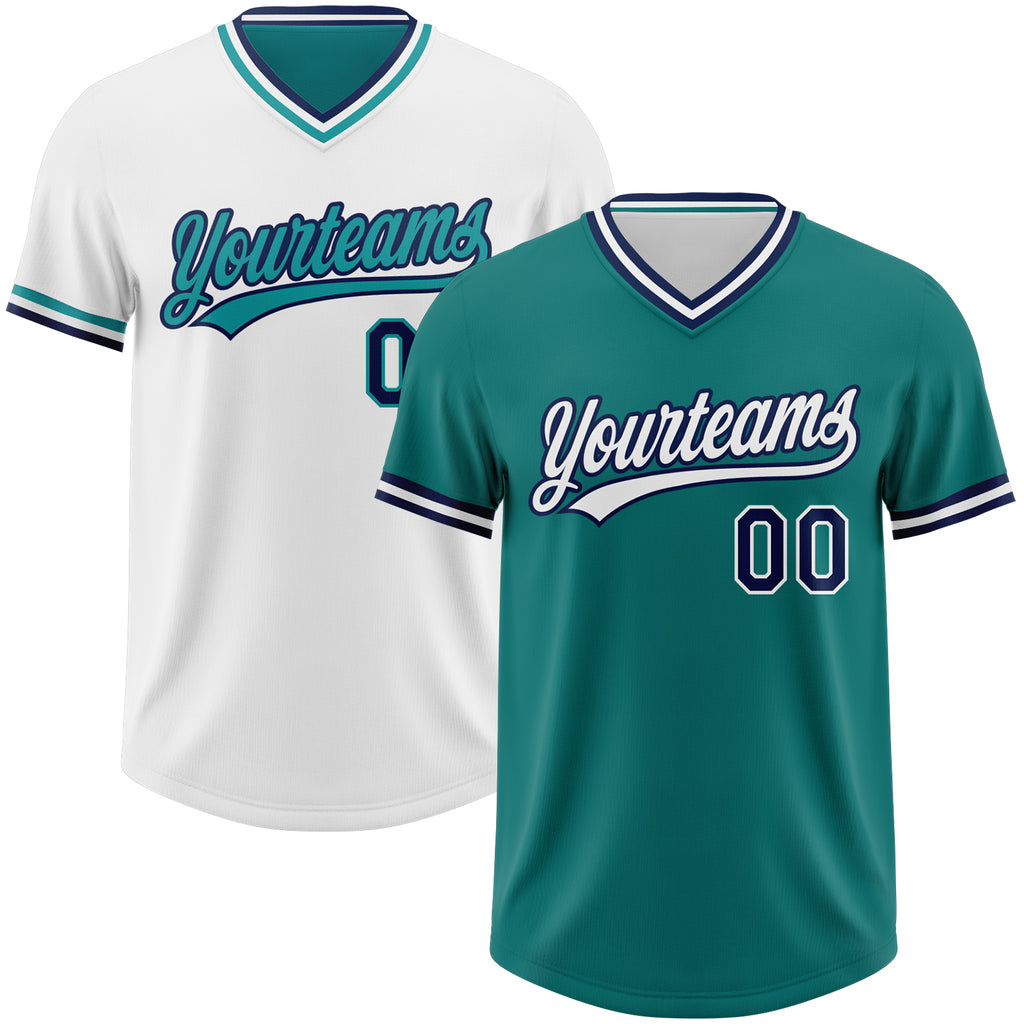 Custom Teal Navy-White Reversible Pullover Baseball Jersey Shirt