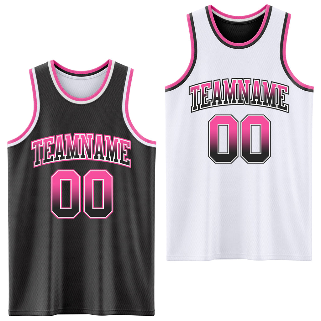 Custom Black White Fade Fashion Reversible Double Side Sublimation Basketball Set Jersey