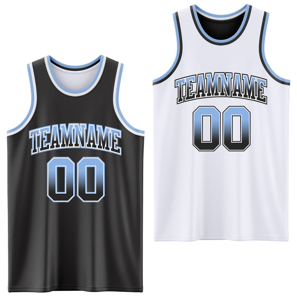 Custom Black White Fade Fashion Reversible Double Side Sublimation Basketball Set Jersey