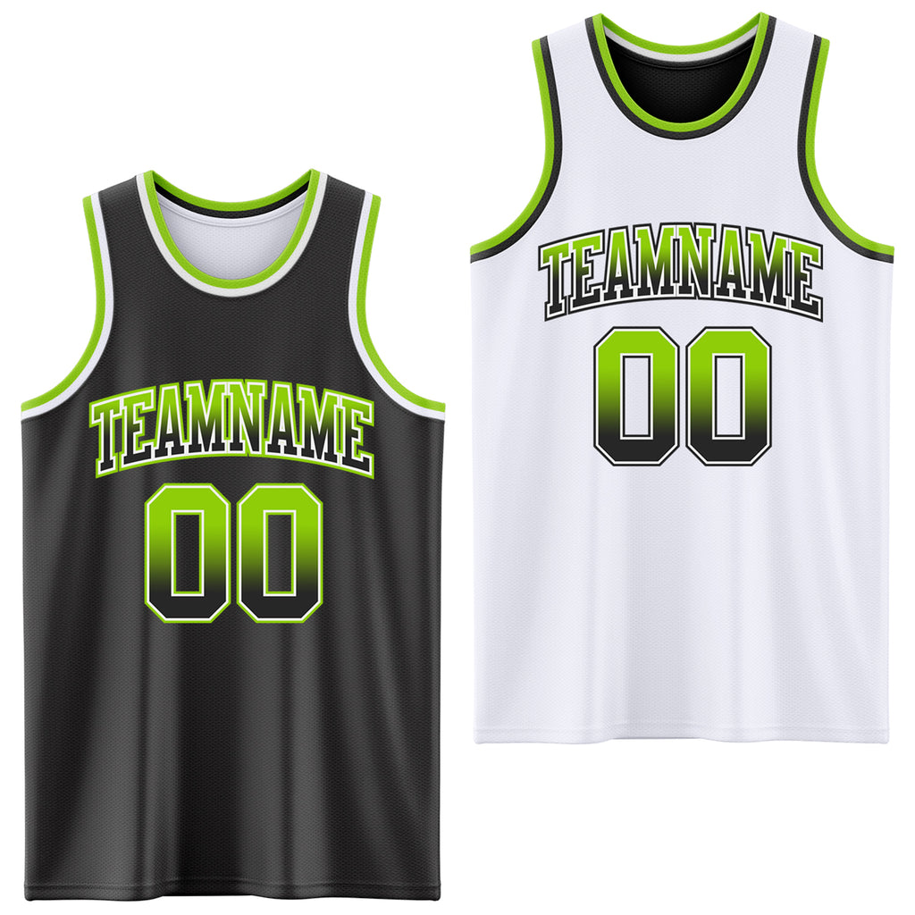 Custom Black White Fade Fashion Reversible Double Side Sublimation Basketball Set Jersey