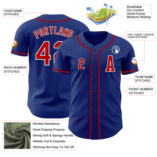 Custom Royal Red-White Authentic Baseball Jersey