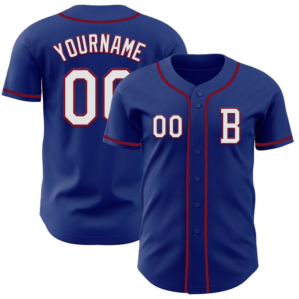 Custom Royal White-Crimson Authentic Baseball Jersey