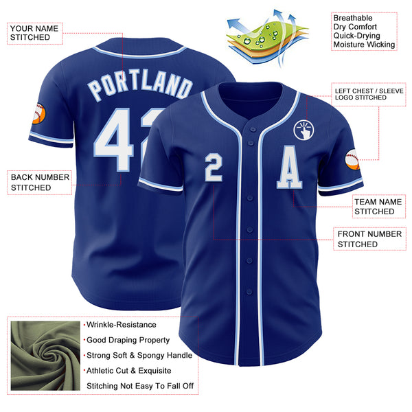 Custom Royal White-Light Blue Authentic Baseball Jersey