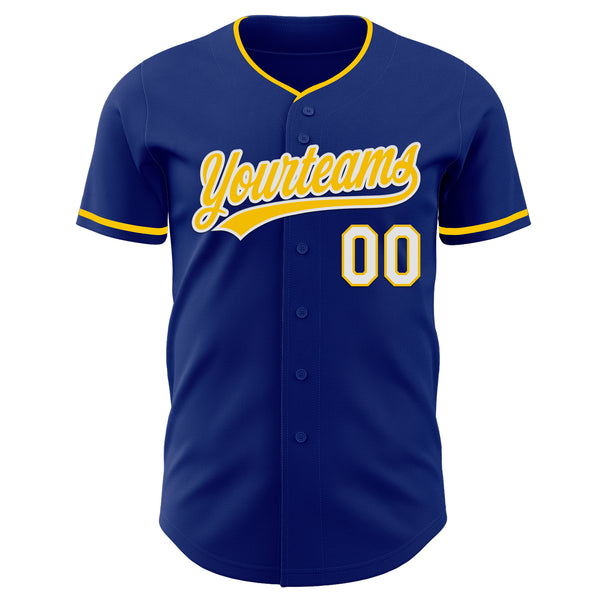 Custom Royal Yellow-White Authentic Baseball Jersey