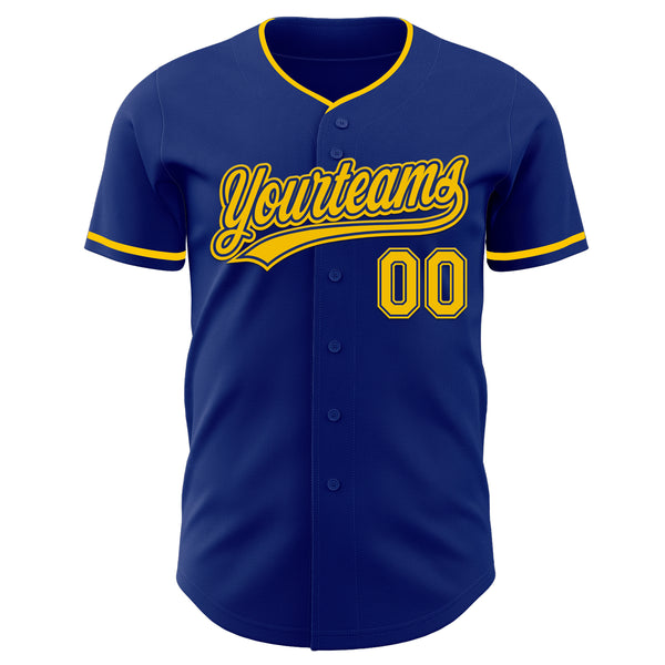 Custom Royal Yellow Authentic Baseball Jersey