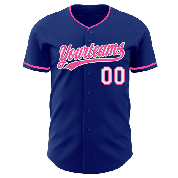 Custom Royal Pink-White Authentic Baseball Jersey