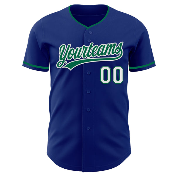 Custom Royal Kelly Green-White Authentic Baseball Jersey