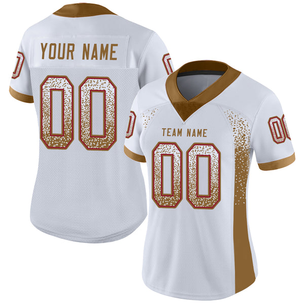 Custom White Old Gold-Red Drift Fashion Football Jersey