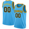Custom Sky Blue Balck-Gold Authentic Basketball Jersey