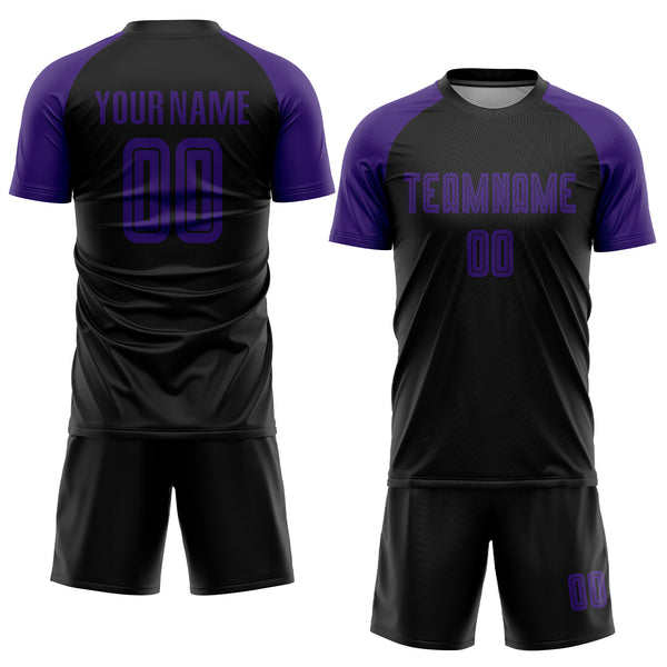 Custom Black Purple Sublimation Soccer Uniform Jersey