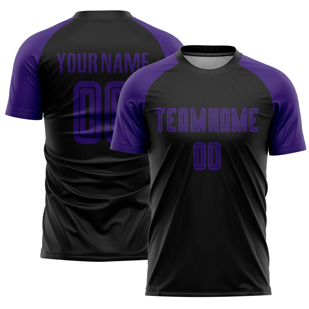 Custom Black Purple Sublimation Soccer Uniform Jersey