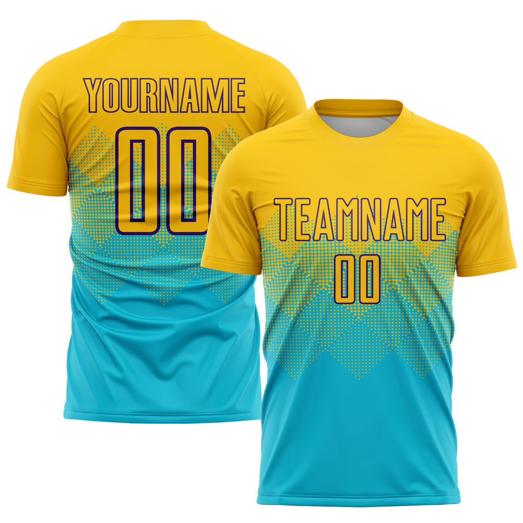 Custom Lakes Blue Gold-Purple Sublimation Soccer Uniform Jersey