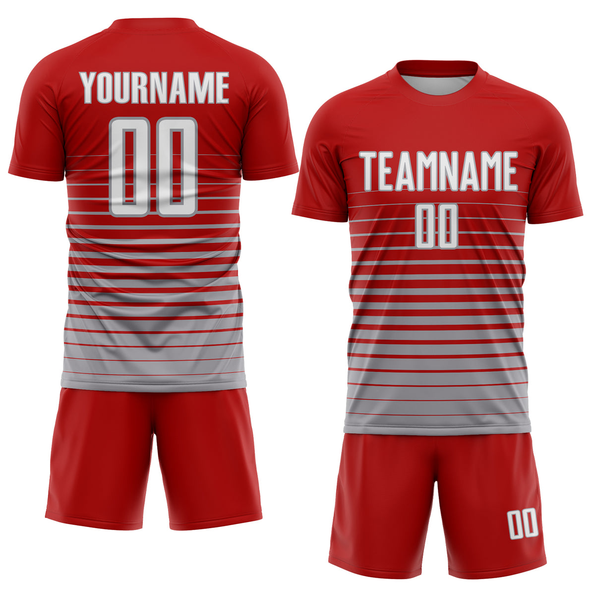 Custom Red White-Gray Pinstripe Fade Fashion Sublimation Soccer Uniform ...