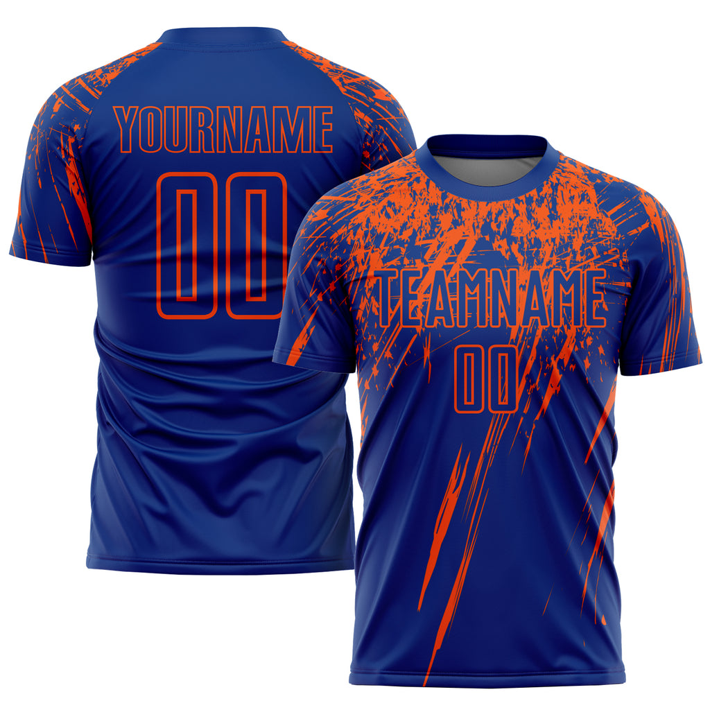 Custom Royal Orange Sublimation Soccer Uniform Jersey