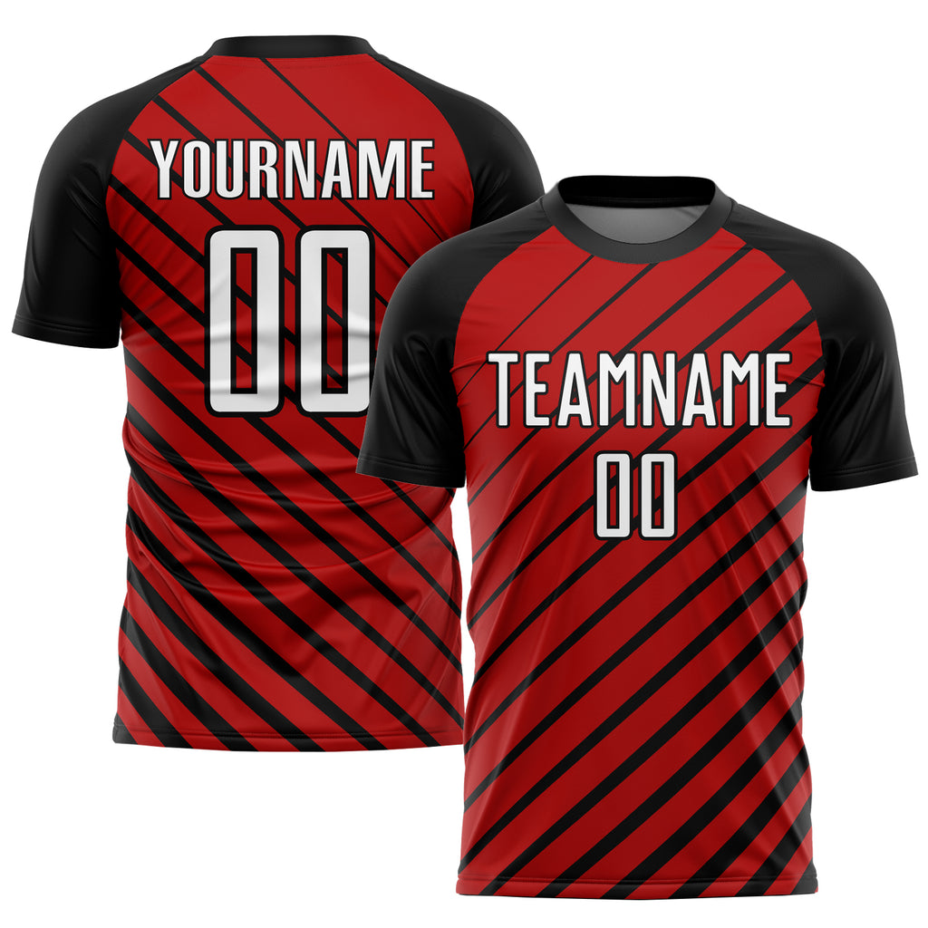 Custom Red White-Black Sublimation Soccer Uniform Jersey