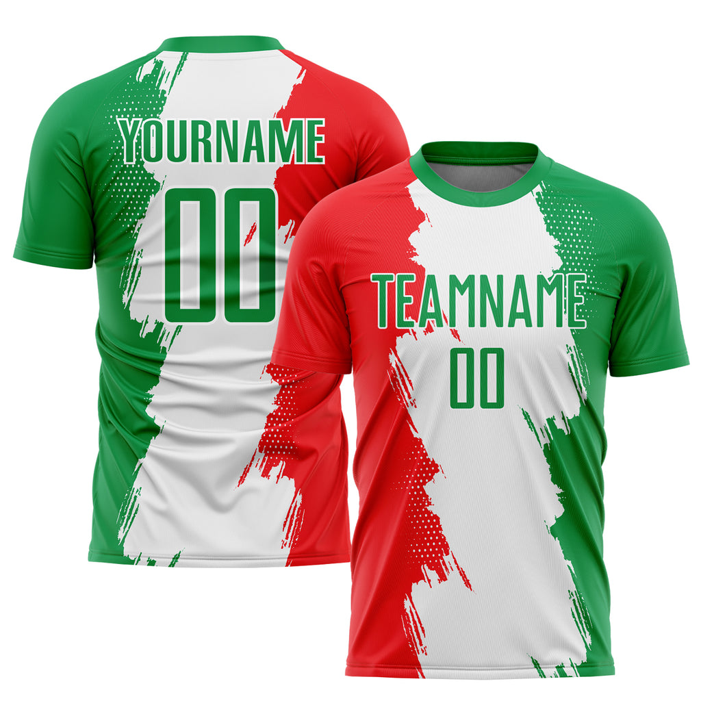 soccer red and green jersey