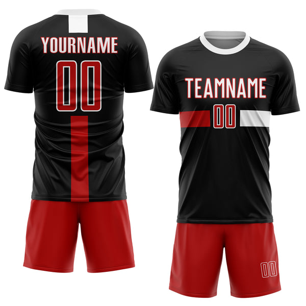 Custom Black Red-White Sublimation Soccer Uniform Jersey