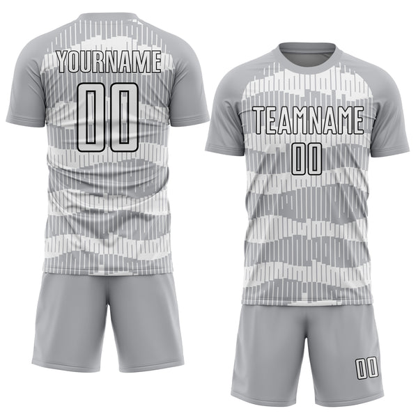 Custom Gray White-Black Pinstripe Sublimation Soccer Uniform Jersey