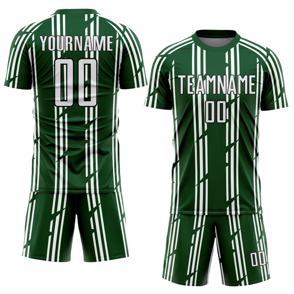 Custom Green White-Black Pinstripe Sublimation Soccer Uniform Jersey