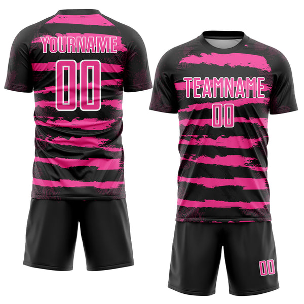 Custom Black Pink-White Sublimation Soccer Uniform Jersey