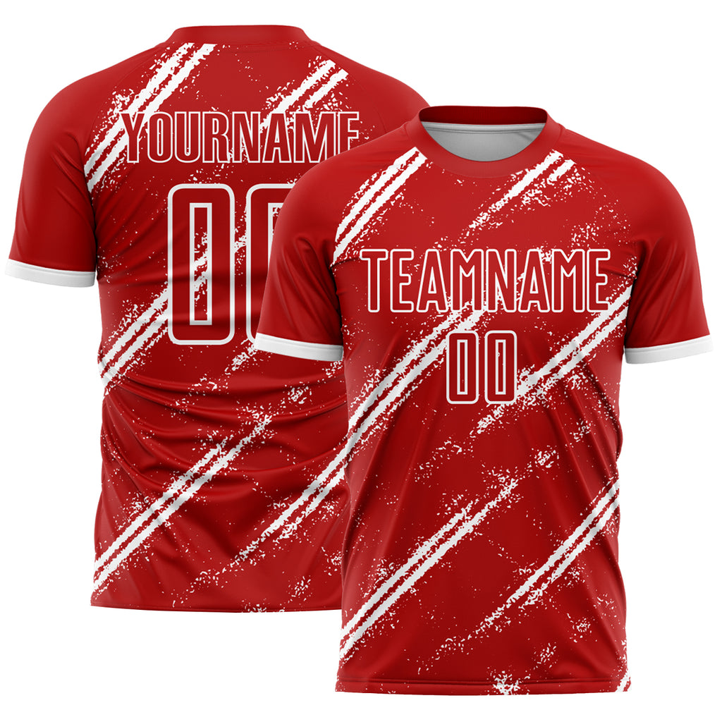 Custom Red White Sublimation Soccer Uniform Jersey