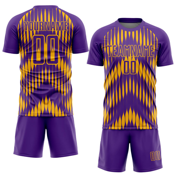 Custom Purple Gold Abstract Triangle Sublimation Soccer Uniform Jersey