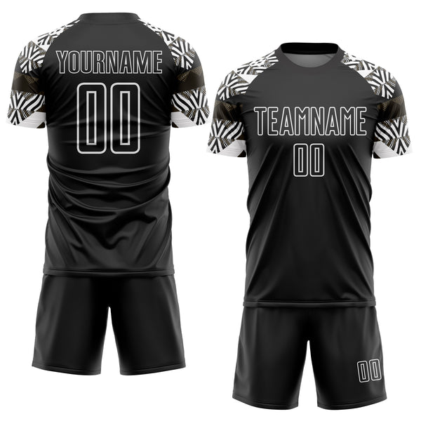 Custom Black White Zebra And Geometric Pattern Sublimation Soccer Uniform Jersey