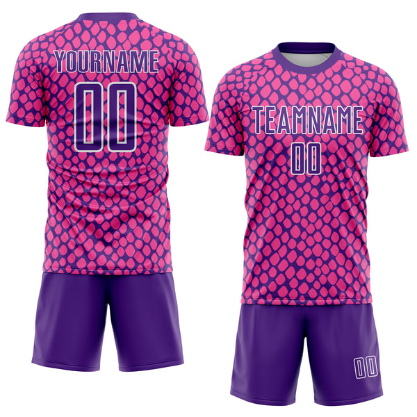 Custom Pink Purple-White Snake Skin Sublimation Soccer Uniform Jersey