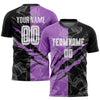 Custom Graffiti Pattern Black-Medium Purple Scratch Sublimation Soccer Uniform Jersey