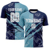 Custom Graffiti Pattern Shadow Blue-Navy Scratch Sublimation Soccer Uniform Jersey