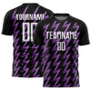 Custom Black White-Medium Purple Zigzag Shape Sublimation Soccer Uniform Jersey