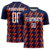 Custom Navy White-Orange Zigzag Shape Sublimation Soccer Uniform Jersey