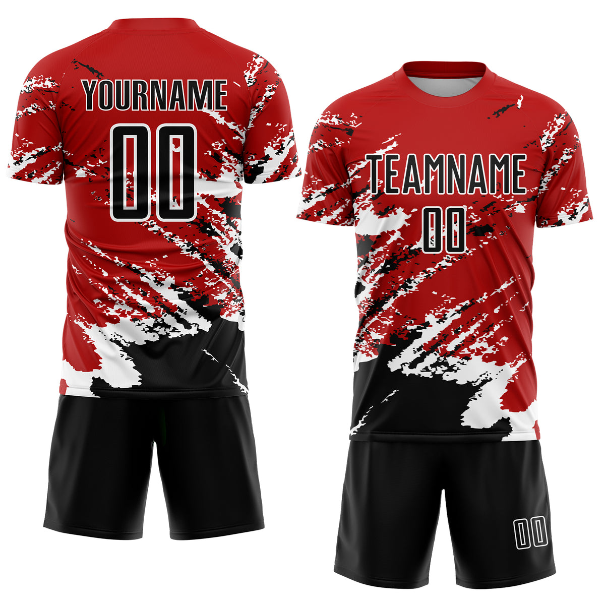 Custom Red Black-White Abstract Fragment Art Splash Sublimation Soccer ...