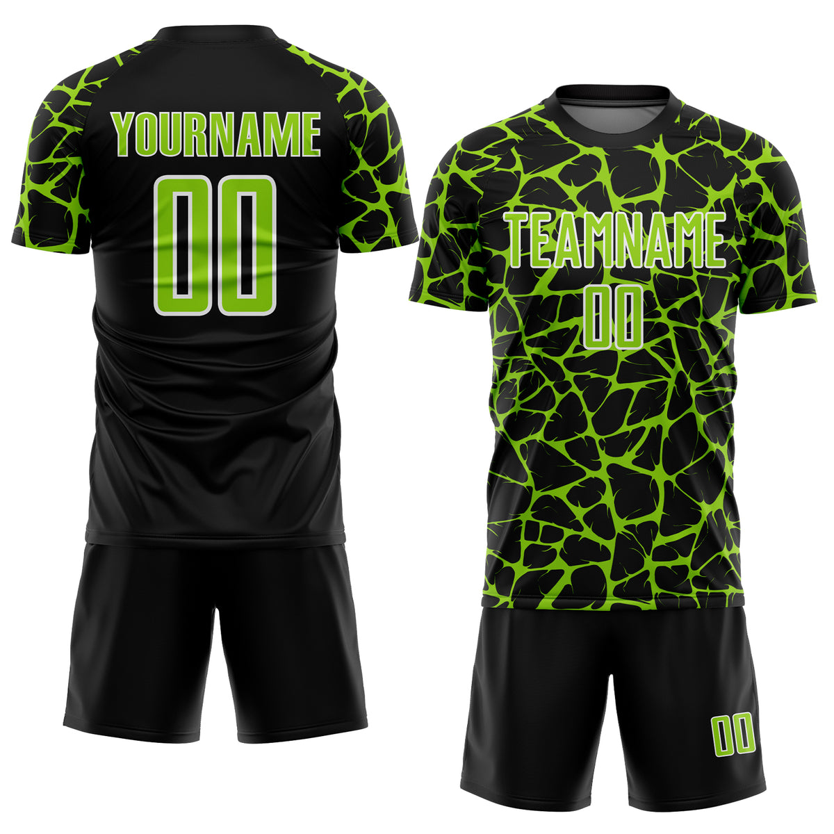 Custom Black Neon Green-White Abstract Network Splash Sublimation ...