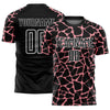 Custom Black Medium Pink-White Abstract Network Splash Sublimation Soccer Uniform Jersey