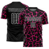 Custom Black Hot Pink-White Abstract Network Splash Sublimation Soccer Uniform Jersey