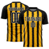 Custom Black Gold-White Line Sublimation Soccer Uniform Jersey