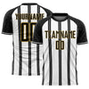 Custom Black White-Old Gold Line Sublimation Soccer Uniform Jersey
