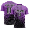 Custom Medium Purple Black-White Abstract Fragment Art Sublimation Soccer Uniform Jersey