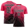 Custom Neon Pink Black-White Abstract Fragment Art Sublimation Soccer Uniform Jersey
