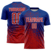 Custom Royal Red-White Abstract Fragment Art Sublimation Soccer Uniform Jersey