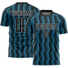 Custom Black Sky Blue-White Geometric Shape Sublimation Soccer Uniform Jersey