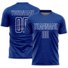 Custom Royal White Geometric Shape Sublimation Soccer Uniform Jersey