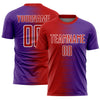 Custom Red Purple-White Gradient Line Sublimation Soccer Uniform Jersey